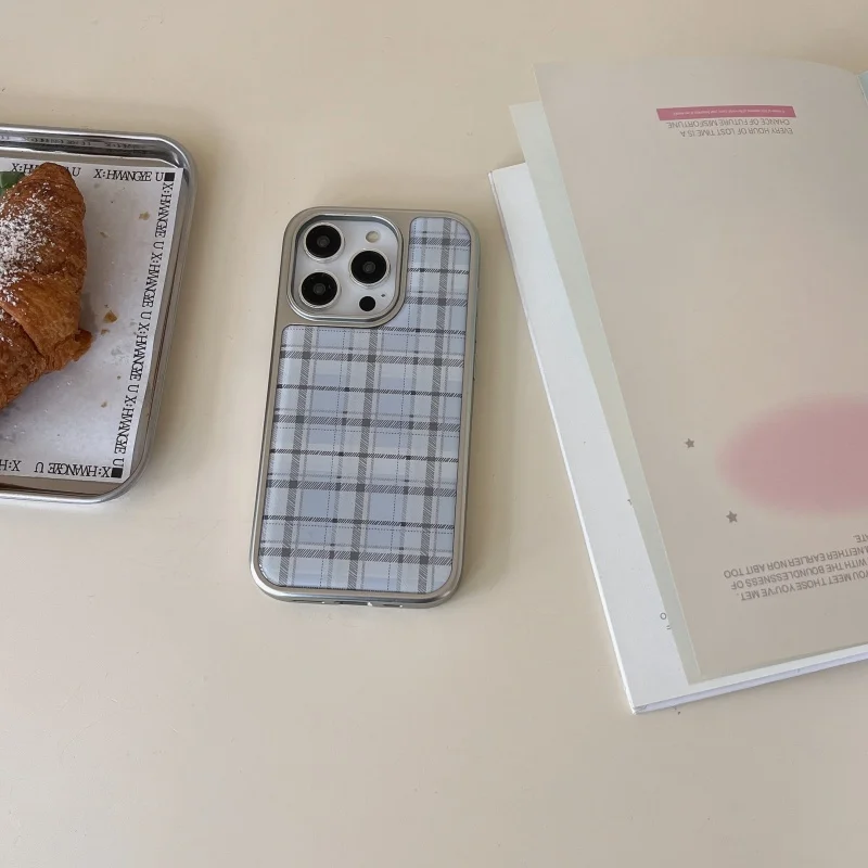 Y2K Phone Accessories - Koreanische Ins Epoxy Blau Plaid Muster