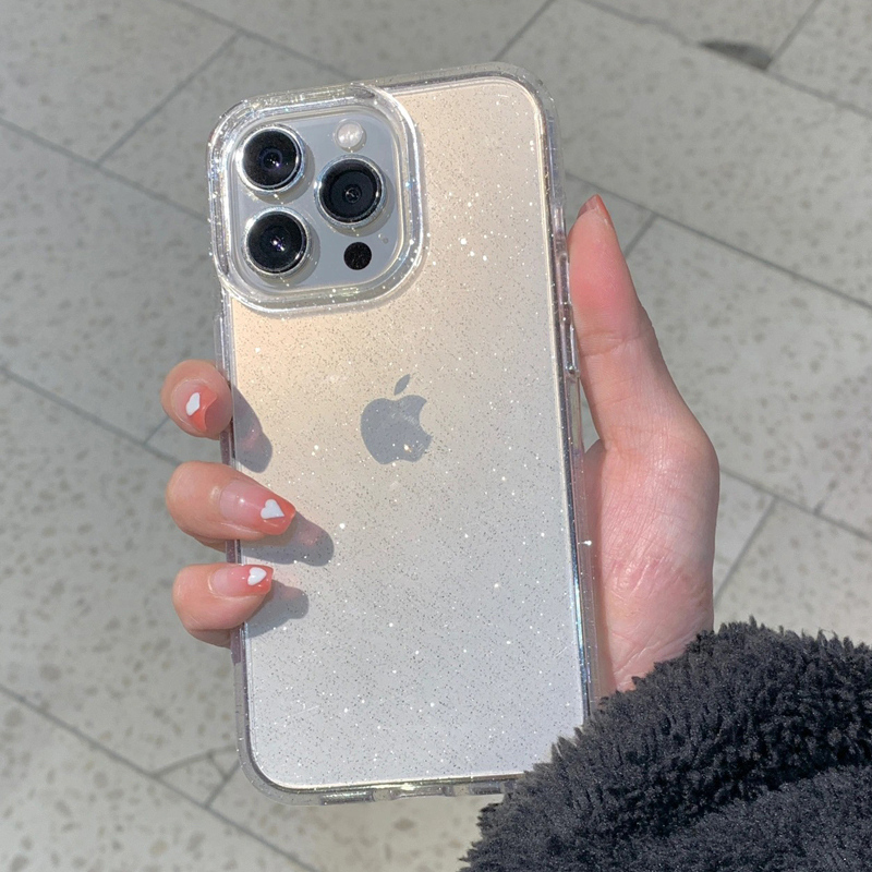 Y2K Phone Accessories - Transparente, einfache Glitzer-Handyhülle für iPhone 16