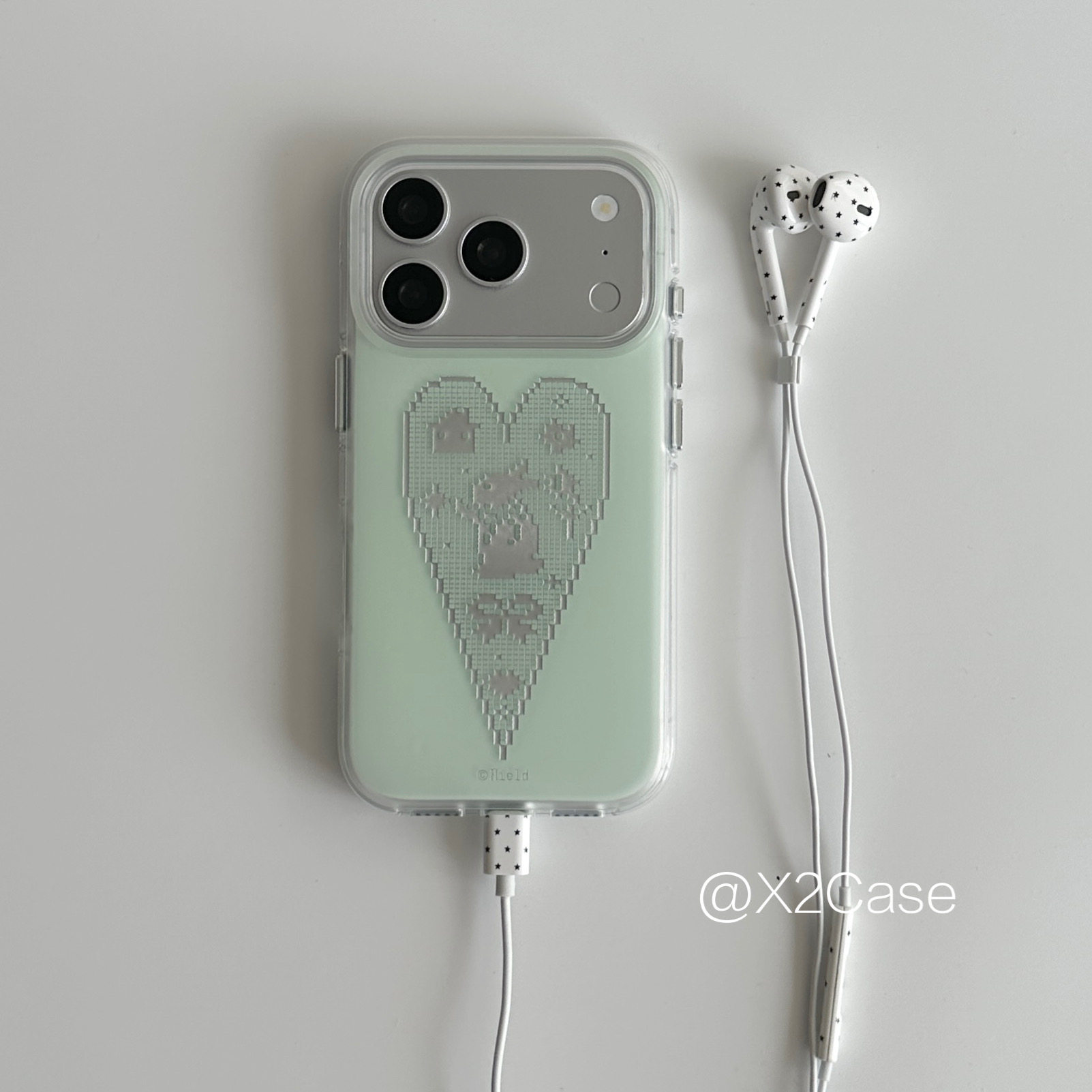 Y2K Phone Accessories - Koreanische Ins Nischen-Grüne Liebe Pixel-Häschen Handyhülle