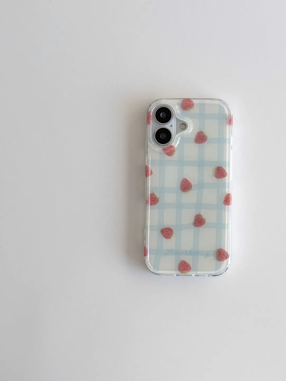 Frische blaue Erdbeer-Grid-Mus – Y2K Phone Accessories Bewertung und Preis