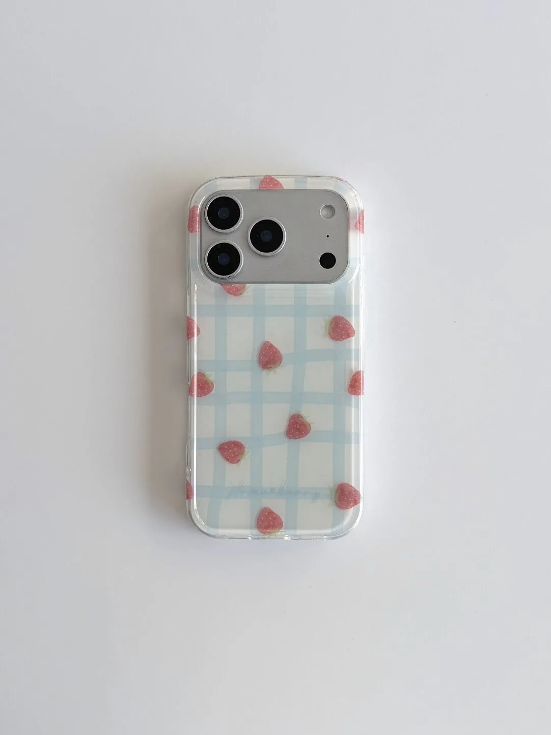 Frische blaue Erdbeer-Grid-Mus – Y2K Phone Accessories Bewertung und Preis