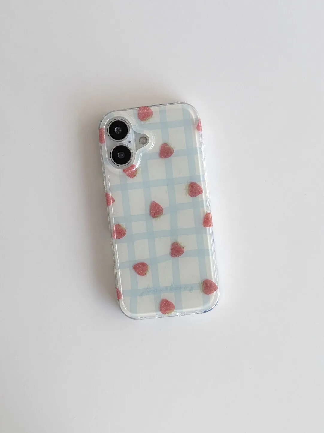 Frische blaue Erdbeer-Grid-Mus – Y2K Phone Accessories Bewertung und Preis